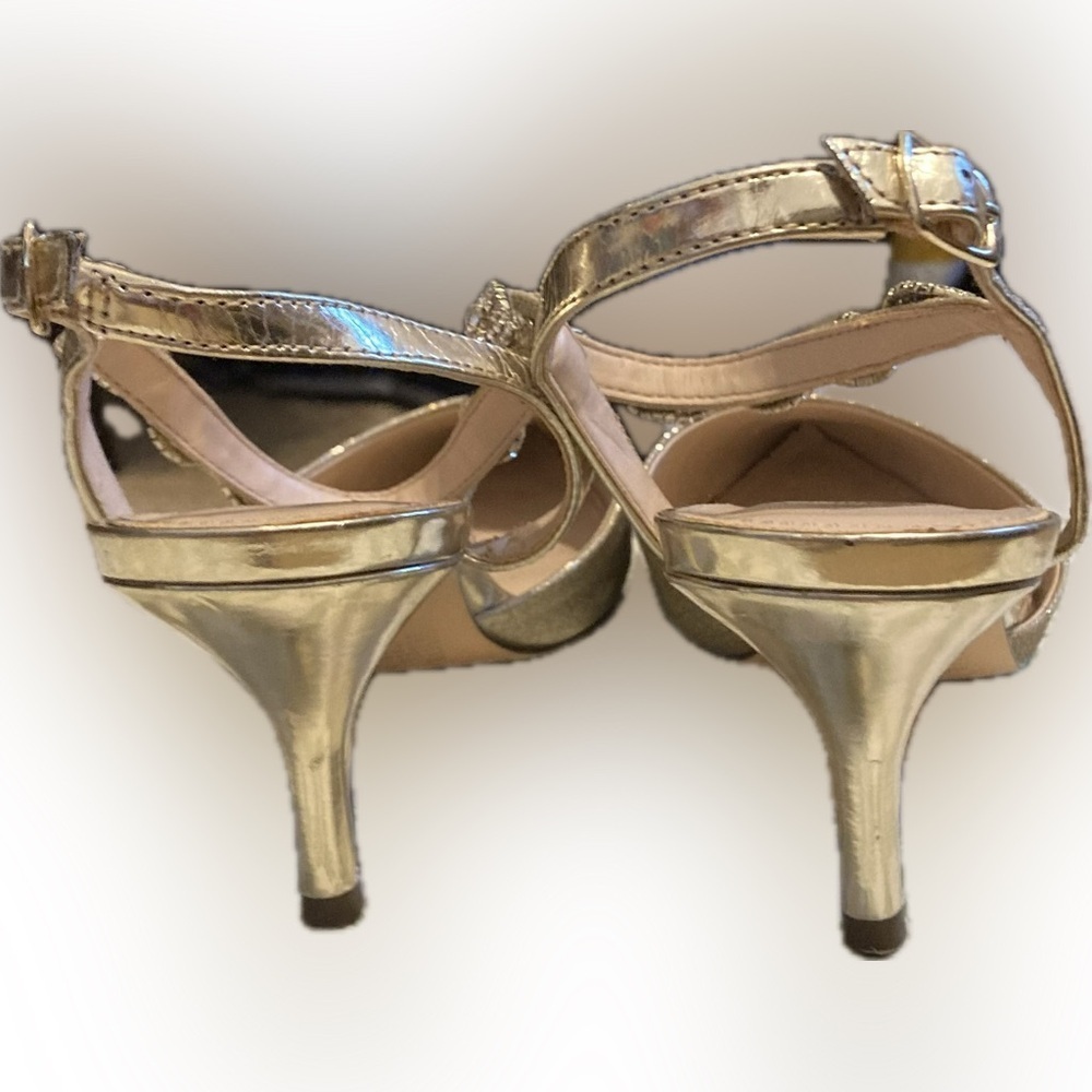 I Miller Bryanna gold/rhinestone heels. Size 8 - Picture 3 of 5